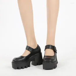 Elbise ayakkabıları kadın sürüngenler 2023 pu Mary jane cosplay flats platformu goth ayak bileği kayış bayanlar öğrenci loafers jk kızlar punk