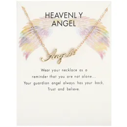 Creative English Alphabet Angel Pendant Halsband Kvinnors modevinkelvingar Halsband smycken gåva med kort