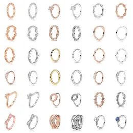 925 Silber Damen-Ring für Pandora, Original-Herzkrone, modische Ringe, Schneeflocke, Liebesherz, Prinzessinnenkrone