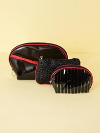 Bolsas de cosméticos 2023 Black PVC Bag Organizer Travel Hanketness Suit Glitter Beauty Set Makeup Case de esteticista necessária