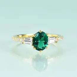 Cluster Rings Gem's Beauty Gemstone Setting Lab Emerald Ring 14K Gold Filled Real 925 Sterling Silver Luxury Fine Jewelry Gift For Women