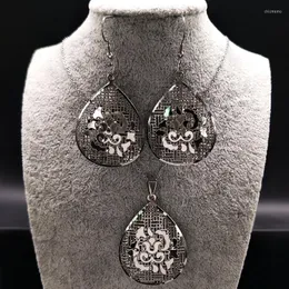 Brincos de colar Jóias de aço inoxidável Lotus Mulheres de prata cor Flor de LOTO Pendientes Mujer Moda 178379S07