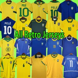 Brazilië retro voetbal jerseys #10 Pele 1957 1970 1978 1985 1988 1992 1994 1998 2000 2002 2004 2006 2012 2012 Brasil Ronaldinho voetbalshirt 57 70 85 88 92 94 98 00 02 04 10 12