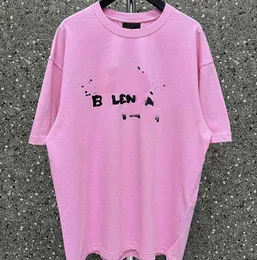 Designer t Shirt Women Pink Summer Paris Fashion New Matching Graffiti Men and Women's Casual Cotton Round Short Sleeve 23gg