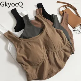 Tanques de mujer gkyocq 2023 sexy camis sólido sin espalda delgada delgada sin mangas
