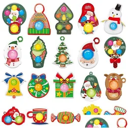 Zabawki palców świąteczny wzór bąbelek Bubble Muzyka Push Fidget Sensory Toy Cartoon Panda Frog Ruse Animal Ruse Decompression Drop Deli Dh1h4