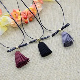 Colares pendentes 3 cores que vendem borlas de couro de corda colar de corrente