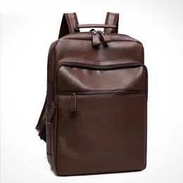 حقيبة الظهر على النمط الكلاسيكي العلامة التجارية Men Pu Leather School Bag Fashion Fashion Pass
