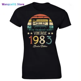 Camisetas para hombres Vintage 1983 Edición limitada Retro Cassette Camiseta para mujer 40.o 40 años Fiesta de cumpleaños Novia Regalo Camiseta negra 0304H23