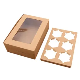 Lagringsflaskor 2/4/6 Hål Kraft Paper Cupcake Packing Box Muffin Wedding Party Case Holder IQ6 Burkar