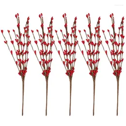 Dekorativa blommor 5st Artificial Berry Stems Fake Branch for Christmas Decors Picks Fruit Cutlings Orange Simulation