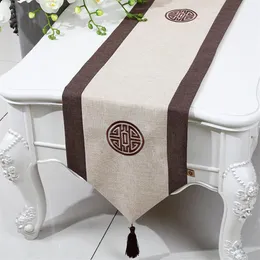 Runner da tavolo rustico allungato patchwork semplice stile cinese in cotone lino moderno semplice tovaglia da tè tavolo da pranzo cuscinetti protettivi 2272G