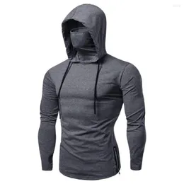 Men's Hoodies Mens Maske Button Hooded Sports Splice Large Open-Forked Zipper Male Long Sleeve Sweatshirt Sudaderas Para