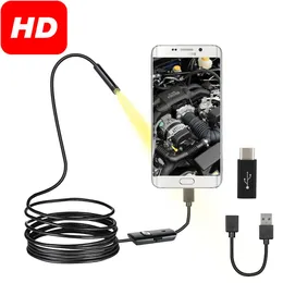 7mm Endoscope Camera Micro USB OTG Type C Waterproof 6 Adjustable LEDs Inspection Borescope Camera For Android Phone Computer234r