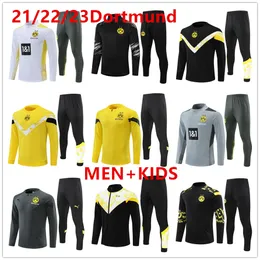 2021 2022 2023 Dortmund Nya jackor Soccer Tracksuits Training Suit Jogging Haaland Reus Neongelb Bellingham Hummels 22/23 Kort ärm Training Suit Adult Kids Set