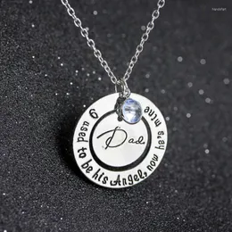 Pendant Necklaces "I Used To Be His Angel Now He's Mine" Fashion Father's Day Gift Round Memorial Necklace In Memory Of