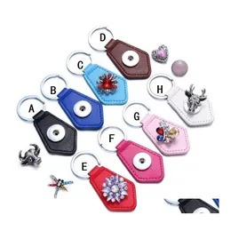 Nyckelringar Hexagon Pu Leather Snap Button Chain Keychains Fit DIY 18mm smycken Drop Delivery DHSG9