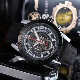 Najwyższej jakości męskie zegarki subdial work mechanizm kwarcowy zegarek samochodowy chronometr skórzany pasek wodoodporny zegarek wyścigowy analogowy lumin253O