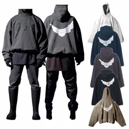 Tripartite Dove Hoodie Designer Kanyes Hoody Wests Fashion Co Märke män överdimensionerade huva tröjor fred duvor tryckta mens och kvinnor yzys pullove