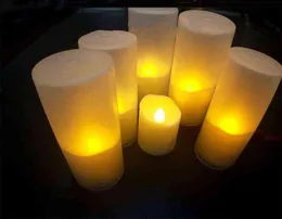Zestaw 6 wotywnych do ładowania USB LED Light Light Remote Controlowane Flimeless Flickering Candle Lampa Świąteczna oświetlenie Dekoramber H7094631