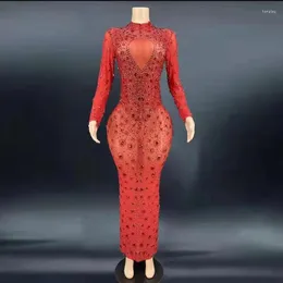 Sahne Giyim Rhinstone Elbise Festivali Giyim Kristal Balo Doğum Doğum Günü Robe Akşam Showgirl Kostüm Paillettes EN Strass