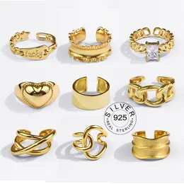 Sterling Silver Rings For Women vintage gold color bump Engagement Ring Silver Jewelry Anillos Mujer