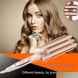 Curling Irons Professional 110220V Hair Iron Ceramic Triple Barrel Curler Waver Styling Tools Styler Drop Delivery Products Care Dhkys