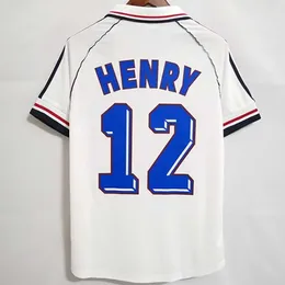 1998 프랑스 클럽 레트로 축구 유니폼 98 홈 Zidane Henry Maillot de Foot Pogba Football Shirts Rezeguet Desailly Classic Vintage Long Sleeve Jersey Away Size S-XXL