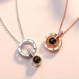 BC New 도착 Rose Goldsilver 100 언어 I Love You Projection Pendant Necklace Romantic Love Memory Wedding Necklace1821