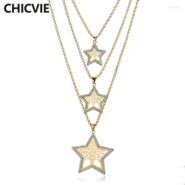قلادة قلادة Chicvie مخصص الذهب الفضي Star Prendants Tree of Life Necklace for Women Brity Jewelry Layered SNE180033