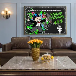 Hisimple Alec Graffiti Monopoly Millionaire Money Street Art Canvas Print Painting Time Is Money Wall Picture Modern Living Room Home Decoration Poster Frameless