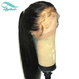 Silky reta reta frontal Human Human peruca pré -puxada Hairle Hair Virgem Virgem Lace Full Wig com cabelos para bebês para mulheres negras 279b