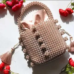 Ploms Blossom Pearl Bag Beautiful Lady Portable Tassel Fashion Pink Fairy Pig Nose 230304