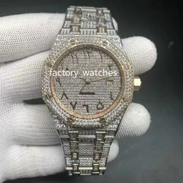 Numeri arabi diamanti orologio cassa lucida 42mm automatico bicolore argento oro rosa acciaio inossidabile retro vetro orologio da polso da uomo272s