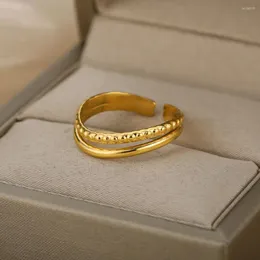 Bröllopsringar Twisted Geometric For Women Girls Korean Style Öppnar fingerring justerbar engagemang Goth smycken Bague gåva