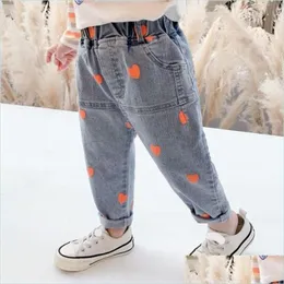 Jeans Girls FL Heart Autumn Spring Toddler Kids Kläder Barnbyxor för Baby Girl Drop Delivery Maternity Clothing Dhoc8