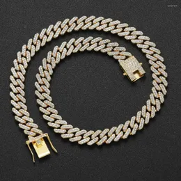 Kedjor 12mm Crystal Cuban Link Chain Hip Hop Iced Out Necklace Bling Men smycken AC013