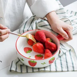 Skålar muzity keramisk sallad skål porslin handgjorda bakning med handtag härlig design nudel middagsmiddag