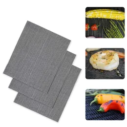 BBQ Tools 40X33cm Non-stick Barbecue Grilling Mats High Security Grid Shape BBQ Grill Mesh Mat With Heat Resistance For Outdoor