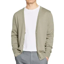 Men's Jackets Knitted Cardigan 2023 Spring Basic Sweater V-neck Solid Color SweaterMen's