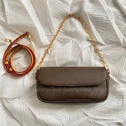 Модные сумки на плечах дизайнерские кошельки на цепи новые женские сумочки плюща коричневые холст.