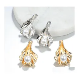 Urok metalowy plisowany puszki perłowe 1 damskie geometryczne proste temperament biżuteria dostawa dhh9a
