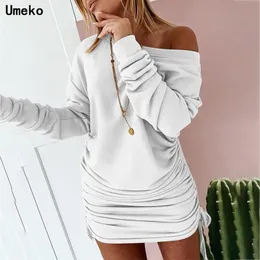 الفساتين غير الرسمية Umeko 2023 الربيع الخريف فستان واحد الكتف