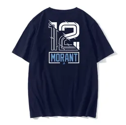 Erkek Tişörtleri 2021 Sokak Moda Basketbol Fan Yıldızı Morant Pamuk T-Shirt Kısa kollu gevşek nefes alabilen yuvarlak boyun sporları T-shirt G230303