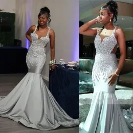 Sier Gray 2023 Dresses Prom Dresses أحزمة حورية البحر حلقات البحر المخرمة الطول المخصصة المخصصة المخصصة المخصصة لثوباء الحفلات المسائية