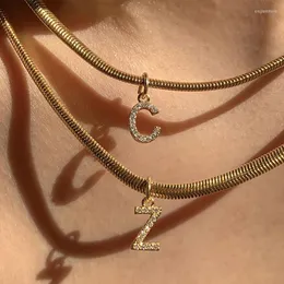 Collane con ciondolo Collana con nome personalizzato fai da te personalizzato per le donne Lettera iniziale Zircone Catena in acciaio inossidabile Gioielli all'ingrosso