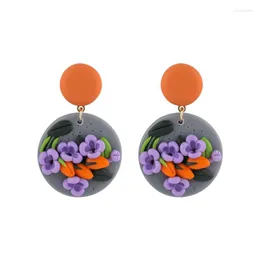 Kolczyki Dangle Lovely 3D Flower Polimroom Polymer Clay for Women Sweet Unikalny design geometryczny wisiorek