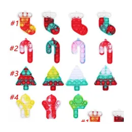 Decompression Toy Fidget Toys Christmas Finger Bubble Sile Press Candy Socks Desktop Educational Drop Consegna Regali Novità Gag Dhqmg