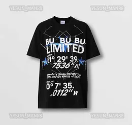 Diseñador de lujo burbrerys Camiseta clásica Constelación de impresión Verano para hombre y para mujer Pareja Camiseta de manga corta suelta