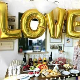 Party Decoration 4pcs 32Im Rose Gold Silver Love Letter Foil Balloons Set Valentines Day Decorations Anniversary Wedding Po Prop Decor